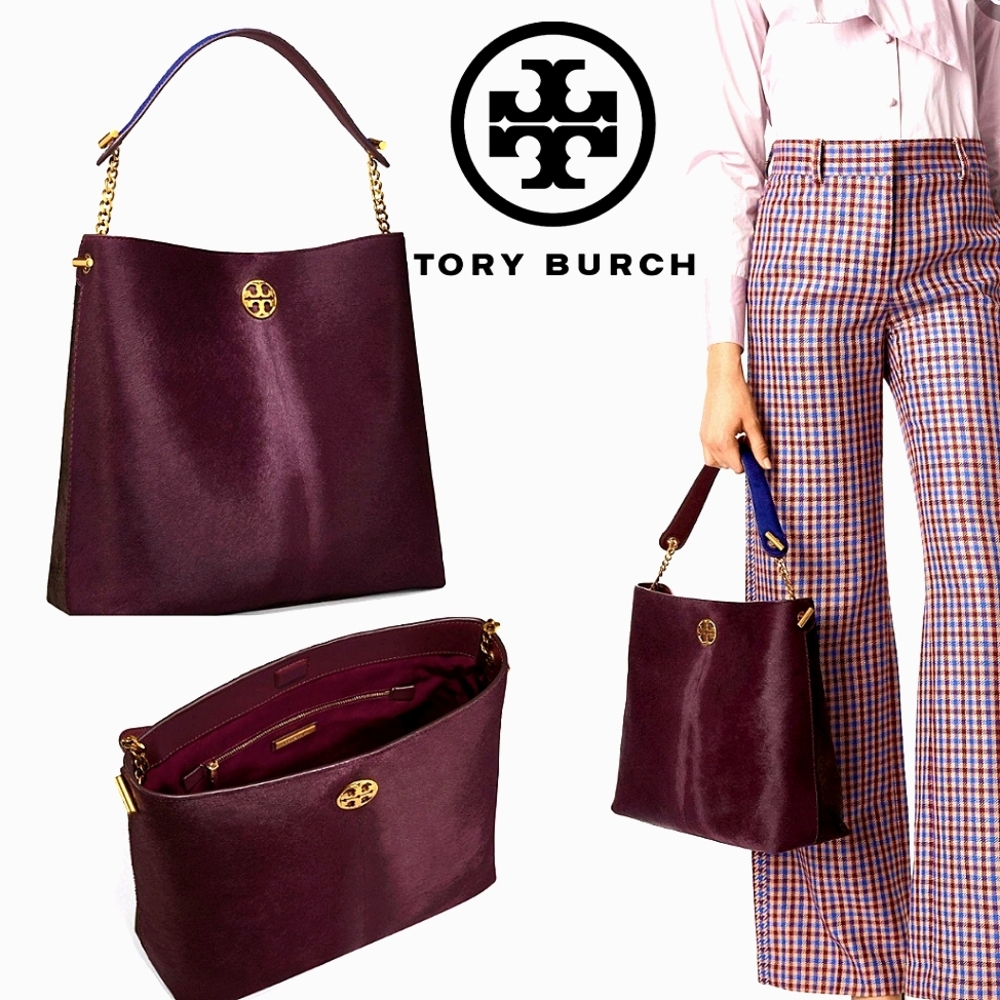 RARE Tory Burch Calf Hair Colorblock Hobo Bag